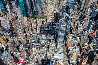 Aerial View of Dense Urban Skyscrapers and City Architecture