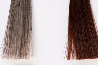 Two hair color swatches on white background