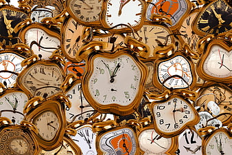 Melting Golden Clocks Surreal Time Concept