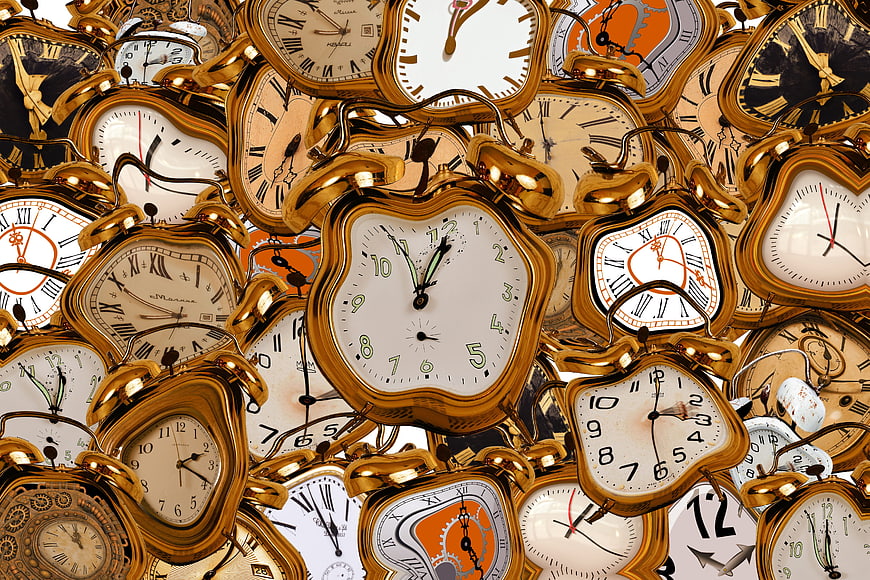 Melting Golden Clocks Surreal Time Concept