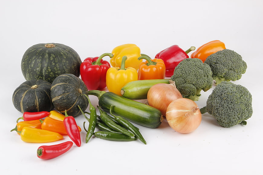 Fresh Assorted Vegetables on White Background
