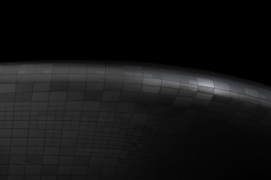 Abstract Dark Curved Architectural Grid Structure