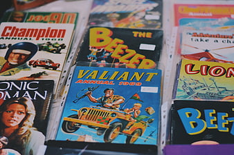 Vintage British Comic Annuals and Books on Display