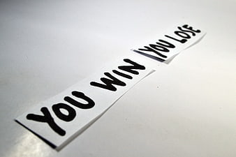 You Win You Lose Paper Strips on White Background