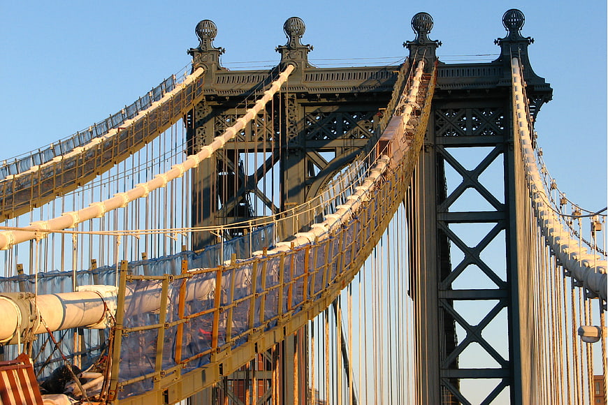 Manhattan Bridge Suspension Cables and Steel Tower Detail