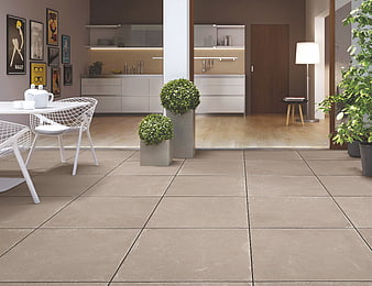 Modern Interior Design With Large Porcelain Floor Tiles And Contemporary Furniture
