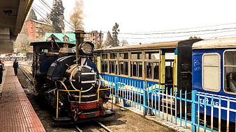 Vintage Darjeeling Himalayan Railway Steam Train at Station