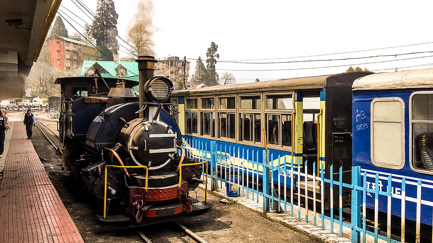 Vintage Darjeeling Himalayan Railway Steam Train at Station