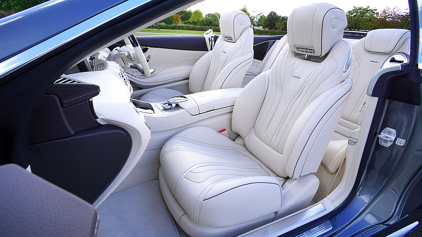 Luxury White Leather Car Interior with Sport Seats