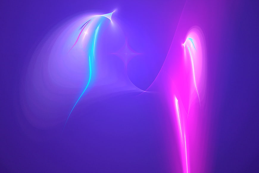 Abstract purple and magenta flame fractal with glowing light streaks
