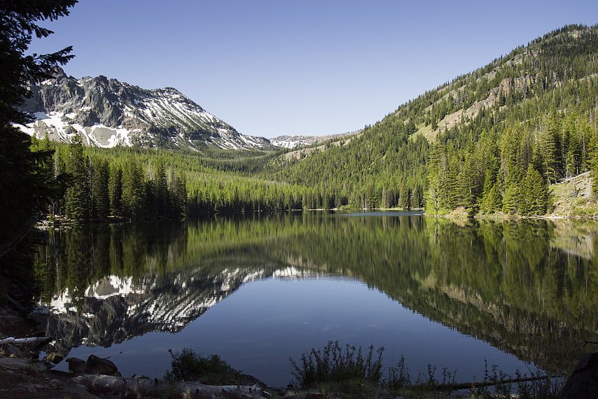 Serene Mountain Lake with Perfect Reflections and Forest