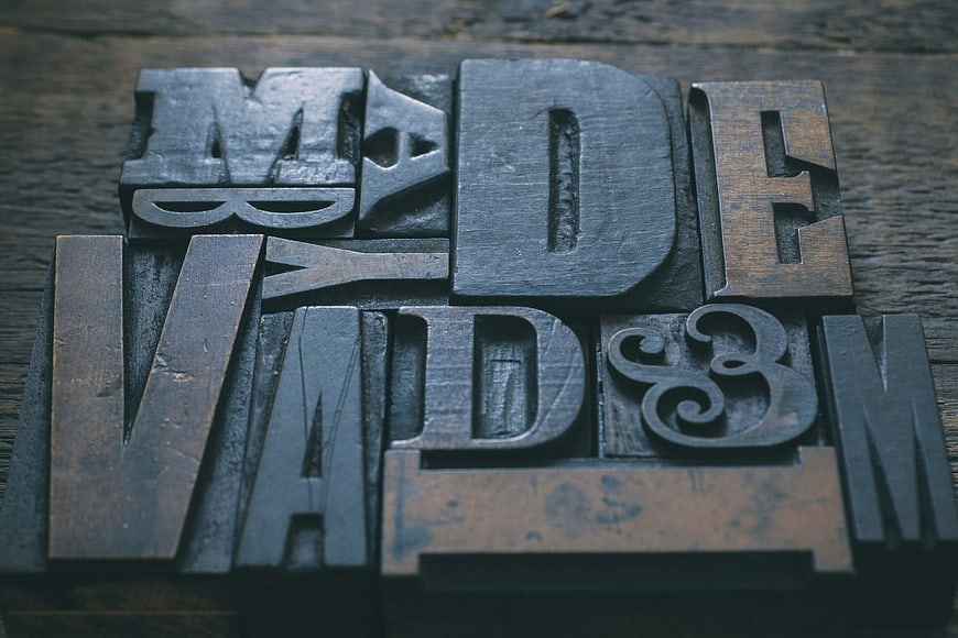 Vintage Wooden Letterpress Blocks Spelling Made in Vietnam