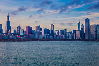 Chicago Skyline at Dusk from Lake Michigan