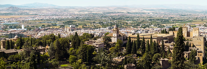 Panoramic View of Granada City and Alhambra Palace
