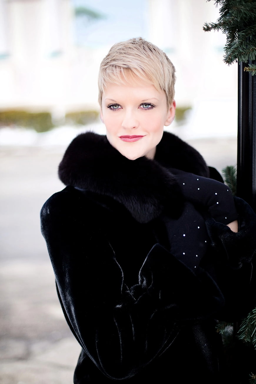 Elegant Woman in Black Fur Coat Winter Portrait