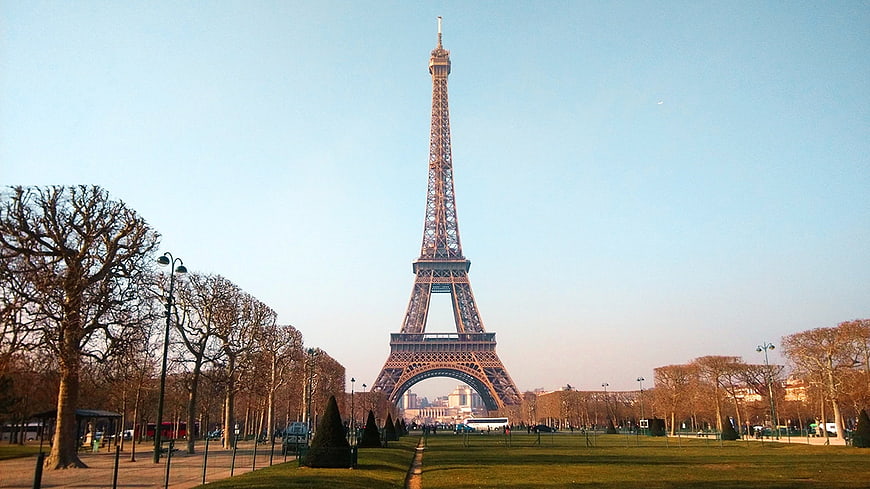 Eiffel Tower Viewed From Champ de Mars Park in Paris