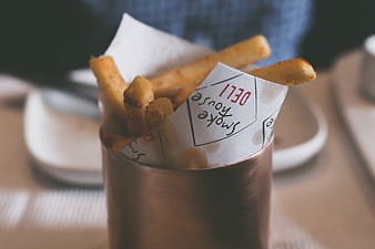 Crispy French Fries in Copper Cup with Deli Paper