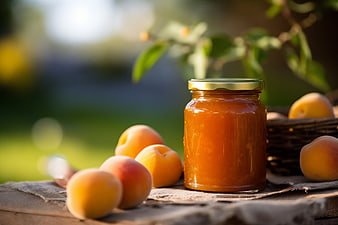 Homemade Apricot Jam Jar with Fresh Fruit