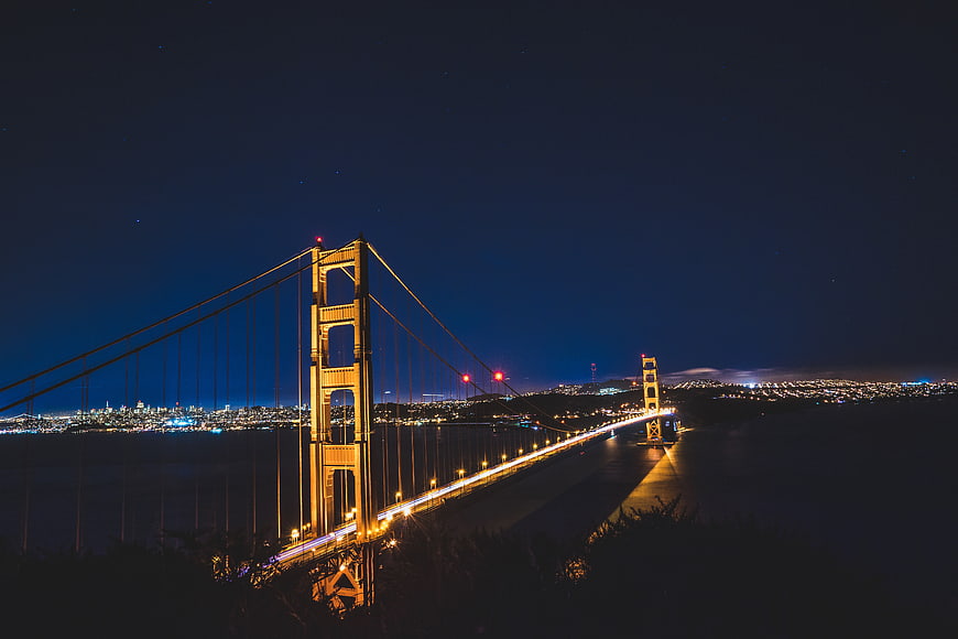Golden Gate Bridge Night Skyline San Francisco