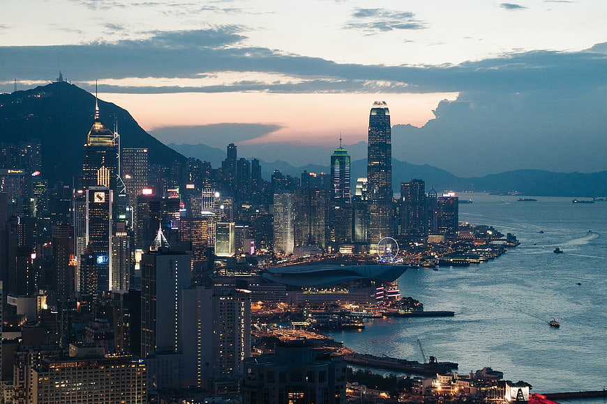 Hong Kong Skyline at Dusk with Victoria Harbour