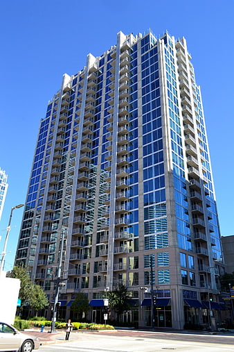 Modern Glass High-Rise Building Downtown Houston Texas