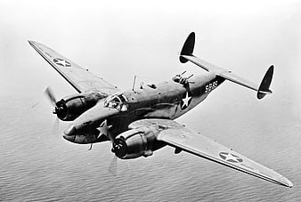 Historical Black and White Photo of Lockheed PV-1 Ventura Aircraft in Flight
