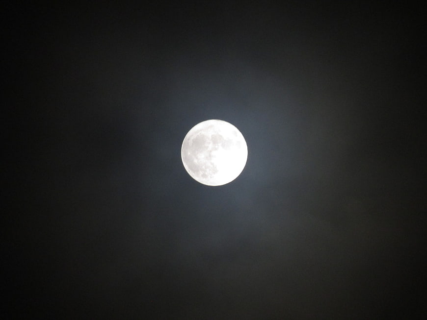 Full Moon in Dark Night Sky