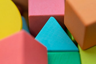Colorful Wooden Building Blocks Close Up