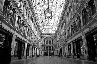 Black and White Architecture of Ornate Shopping Gallery
