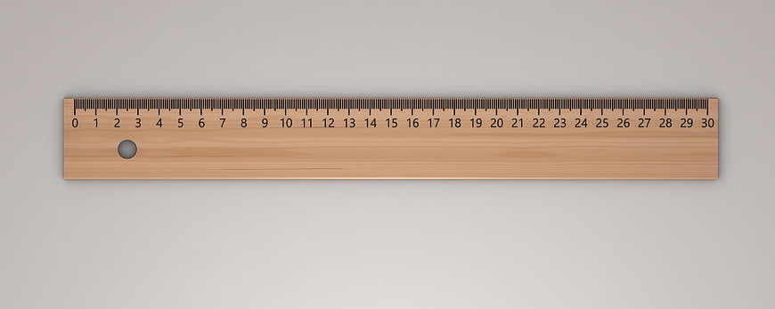 Wooden Ruler With Centimeter Scale On Gray Background