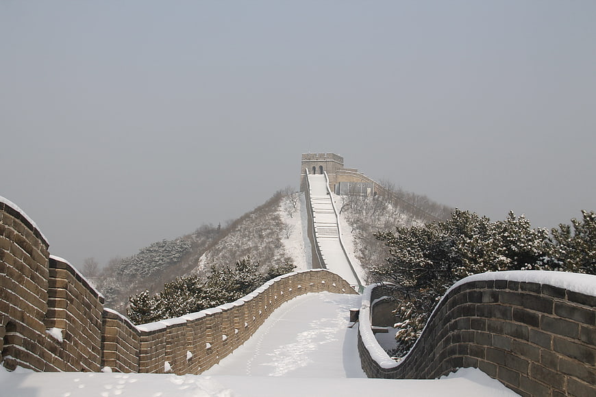 Snowy Great Wall of China in Winter Landscape