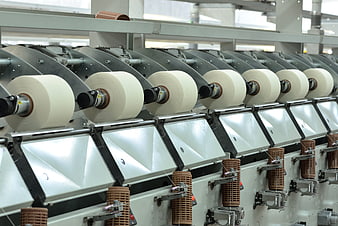 Industrial Textile Winding Machine With Cotton Yarn Spools