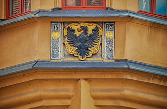 Heraldic Eagle Coat of Arms on Historic Building Facade