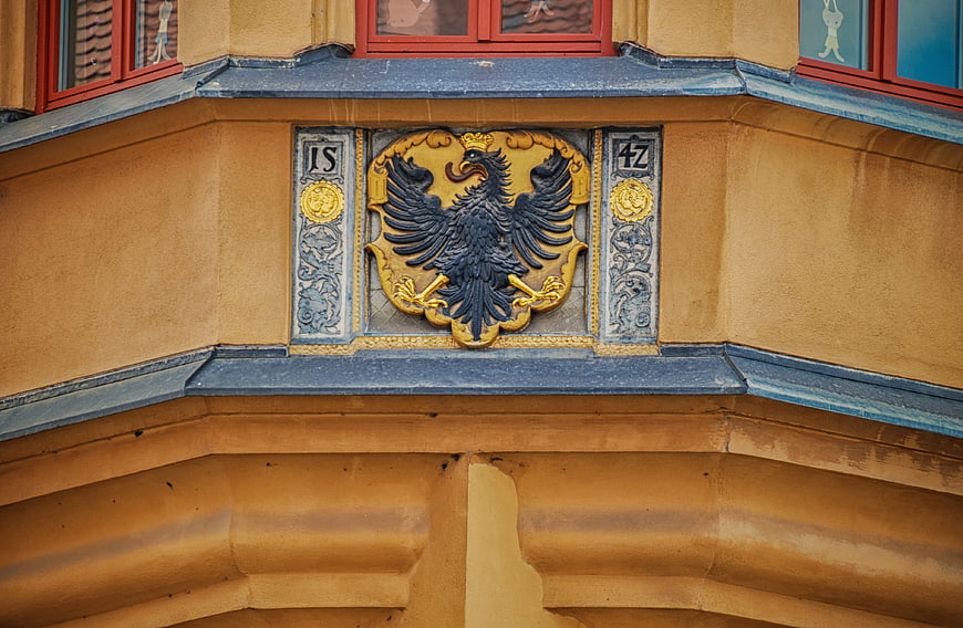 Heraldic Eagle Coat of Arms on Historic Building Facade