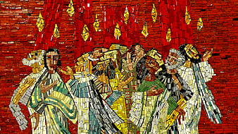 Mosaic Art of Pentecost with Holy Spirit Fire