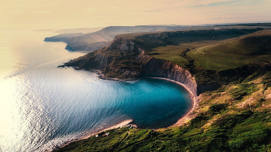 Aerial View of Turquoise Cove and Cliffs