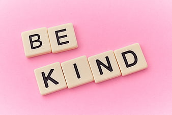 Be Kind Scrabble Tiles on Pink Background