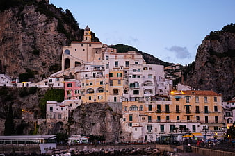 Colorful Amalfi Coast Architecture at Dusk