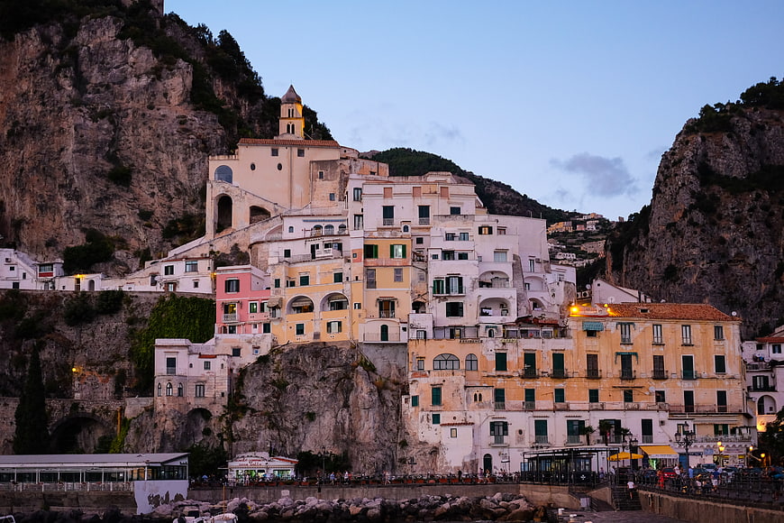 Colorful Amalfi Coast Architecture at Dusk