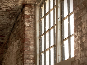 Old Brick Wall with Vintage Industrial Window