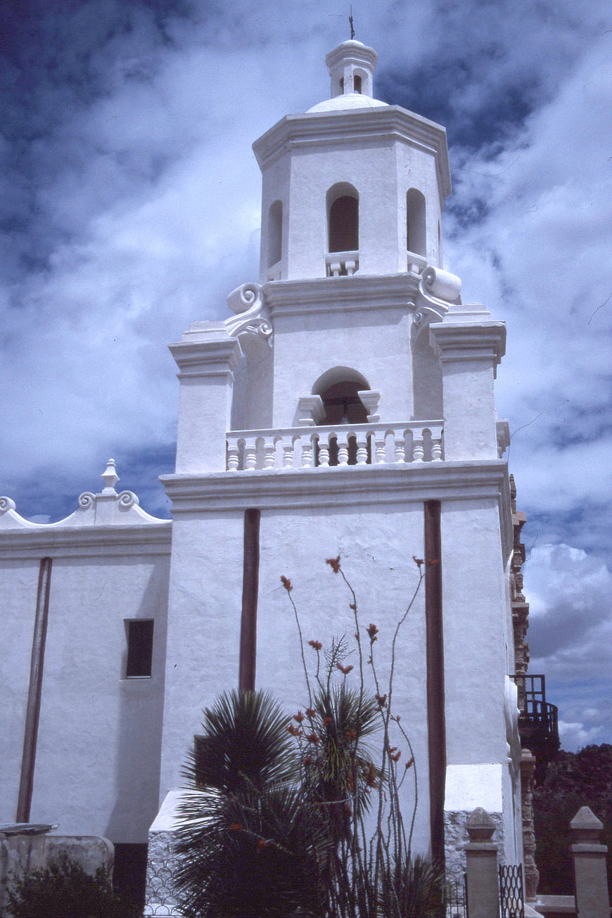 San Xavier del Bac Mission Church Tower in Tucson, Arizona