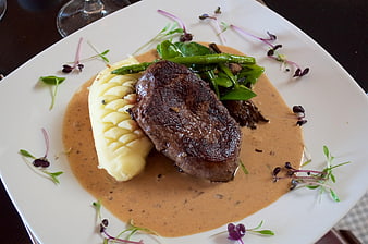 Gourmet Steak with Mashed Potatoes and Sauce