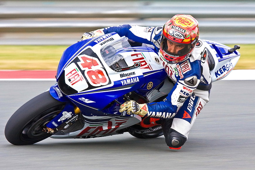 Jorge Lorenzo Racing Yamaha Motorcycle on Track