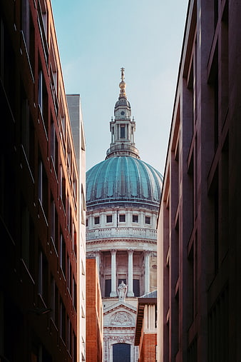 St Paul's Cathedral Dome Framed by Modern City Buildings