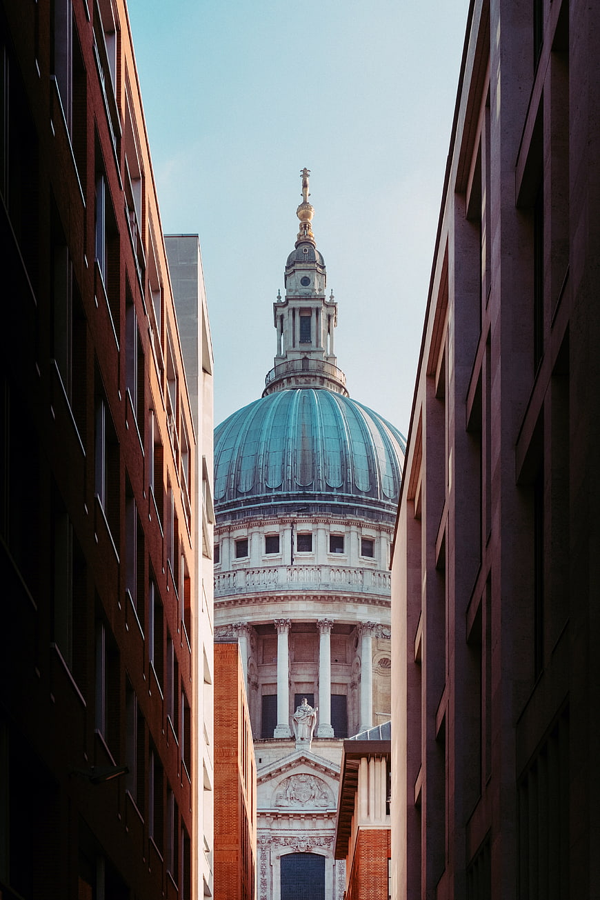 St Paul's Cathedral Dome Framed by Modern City Buildings