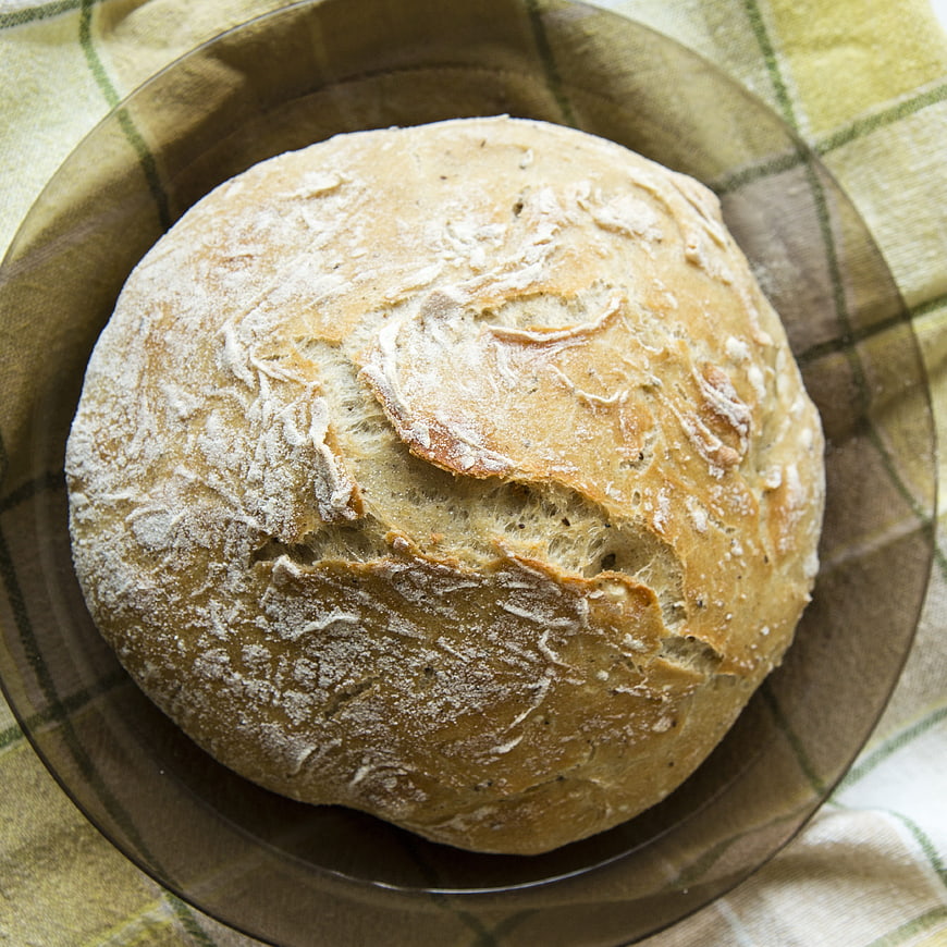 Rustic Artisan Sourdough Bread Loaf on Plate