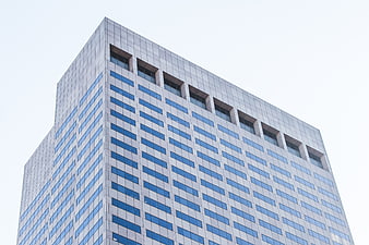 Low Angle View of Modern Glass Office Building