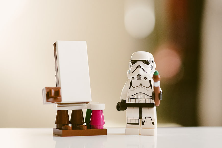 Lego Stormtrooper Painting with Easel and Art Supplies