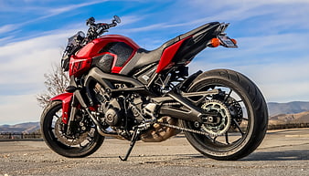 Red Yamaha FZ-09 Sportbike on Mountain Road