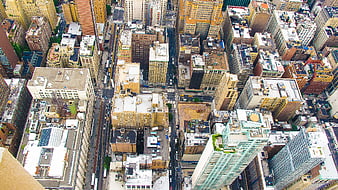 Aerial View of Dense Urban Cityscape with Skyscrapers